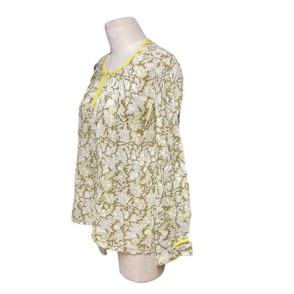 Roberta Roller Rabbit Yellow and Brown Floral Print Peasant Top Size XS - Picture 5 of 9